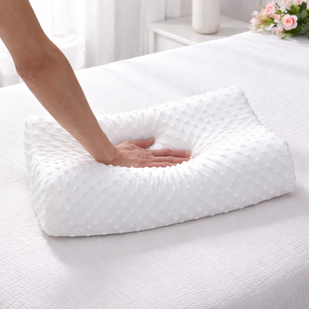Baby Pillow, Memory Foam Pillow, White, Contoured Cervical Support, Orthopedic Neck Pain Relief