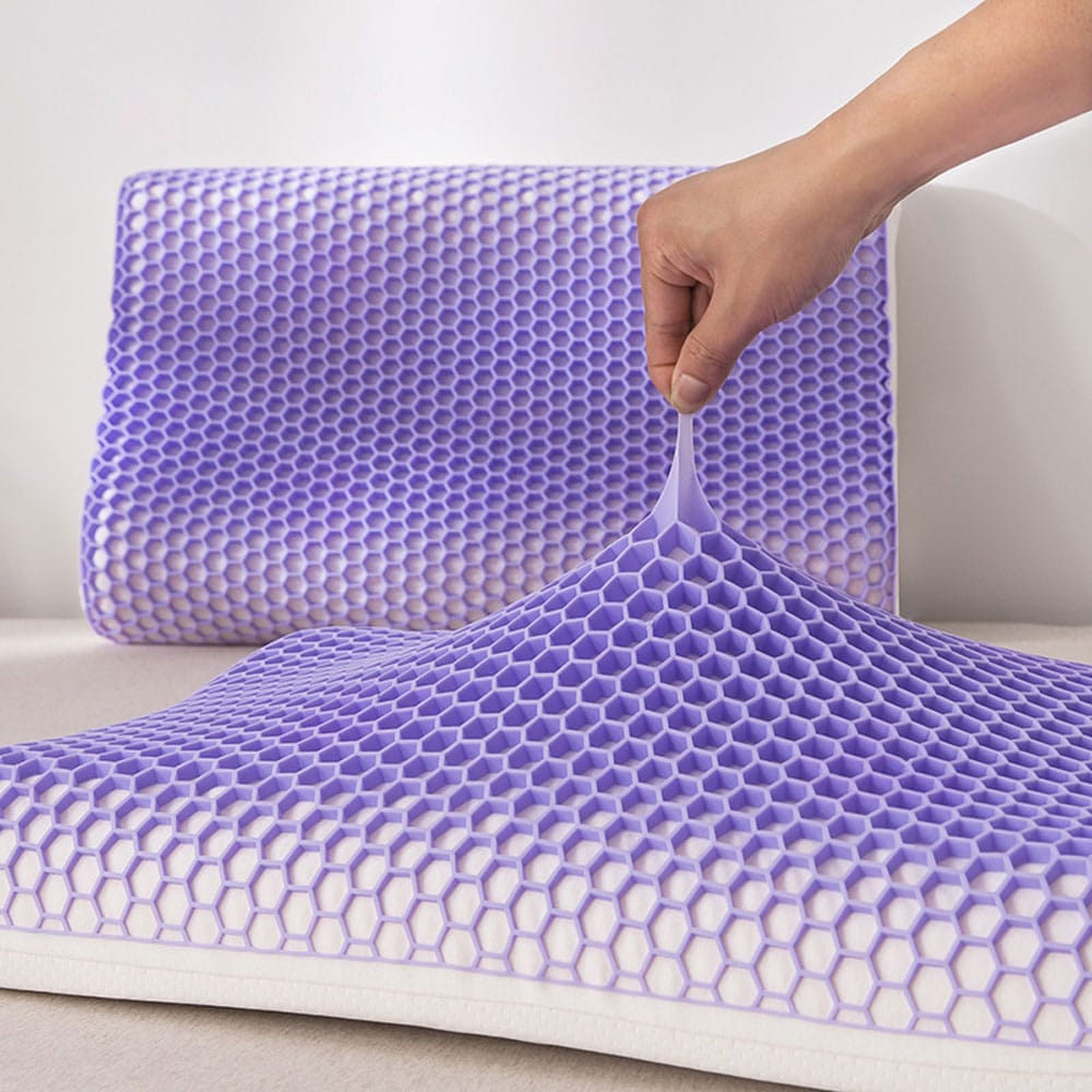 GROKBASKET Gel, Memory Foam Orthopaedic Pillow Pack of 1 Solid Grid Gel Pillow (Purple)