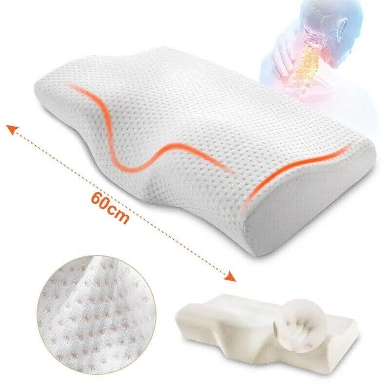 Memory Foam Pillow, Contour Cervical Orthopedic Memory Foam Pillows Supports Neck Pain and Shoulder Pain for Sleeping, Ergonomic Cervical Pillow Neck Support Pillow for Side Back