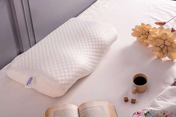Memory Foam Pillow, Contour Cervical Orthopedic Memory Foam Pillows Supports Neck Pain and Shoulder Pain for Sleeping, Ergonomic Cervical Pillow Neck Support Pillow for Side Back