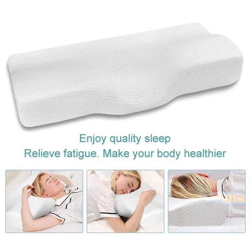 Memory Foam Pillow, Contour Cervical Orthopedic Memory Foam Pillows Supports Neck Pain and Shoulder Pain for Sleeping, Ergonomic Cervical Pillow Neck Support Pillow for Side Back