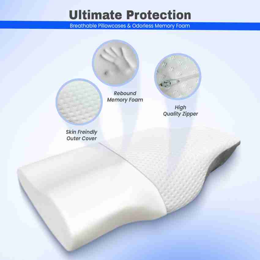 Memory Foam Pillow Contour Cervical Orthopedic Supports Neck Pain and Shoulder Pain for Sleeping, Ergonomic Cervical Pillow Neck Support Pillow for Side Back (Grey)