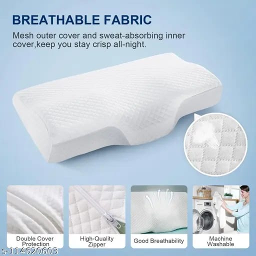 Memory Foam Pillow Contour Cervical Orthopedic Supports Neck Pain and Shoulder Pain for Sleeping, Ergonomic Cervical Pillow Neck Support Pillow for Side Back (Grey)