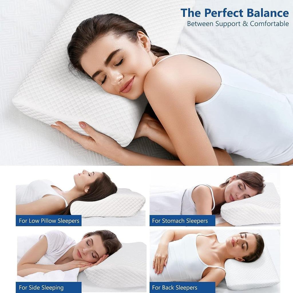 GROKBASKET Orthopedic Memory Foam Pillow for Neck & Shoulder Pain Relief