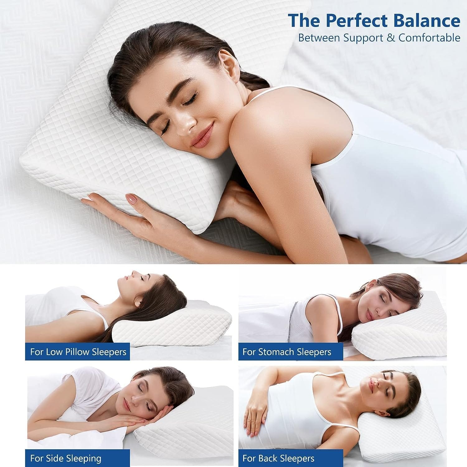 GROKBASKET Orthopedic Memory Foam Pillow for Neck & Shoulder Pain Relief