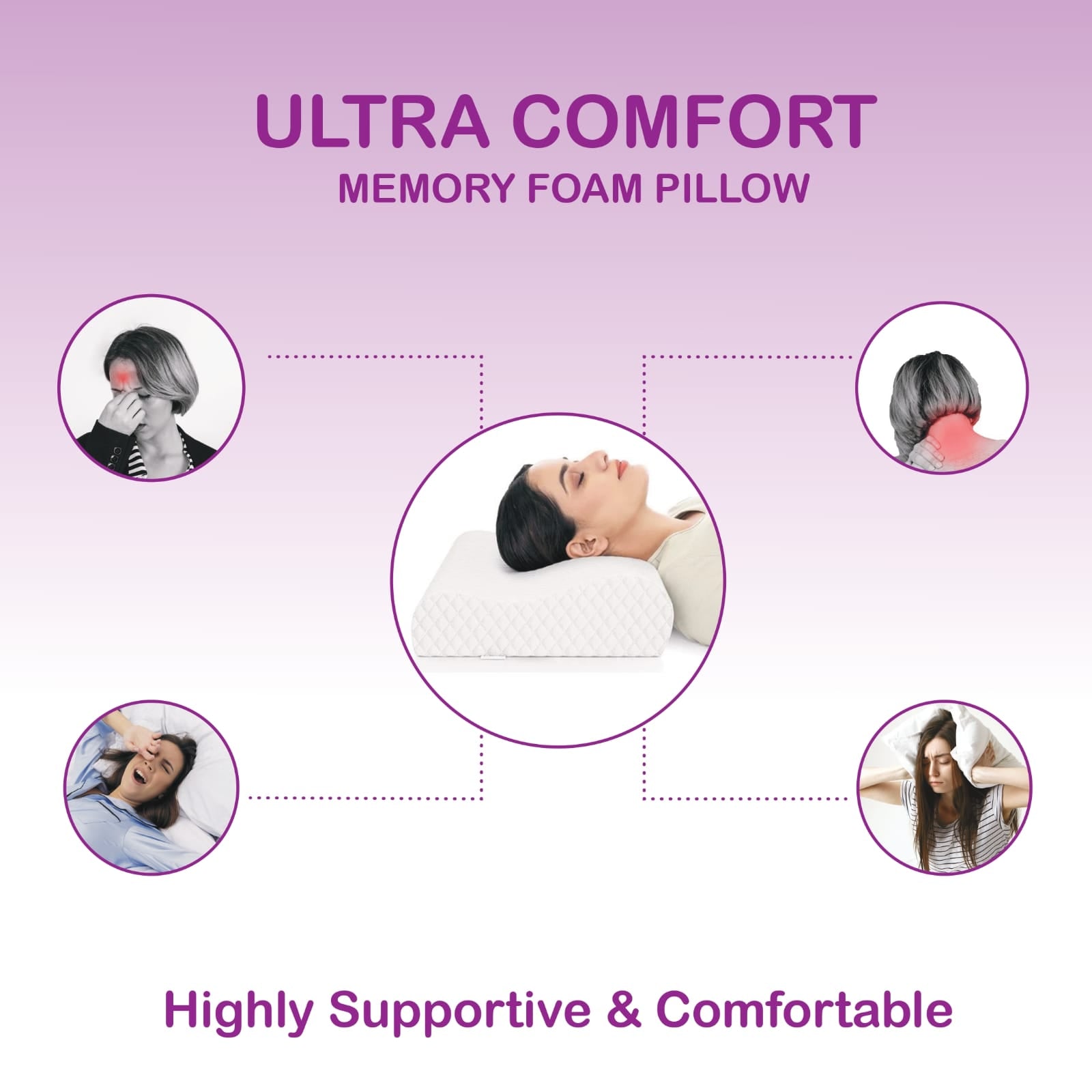 GROKBASKET Orthopedic Memory Foam Pillow for Neck & Shoulder Pain Relief