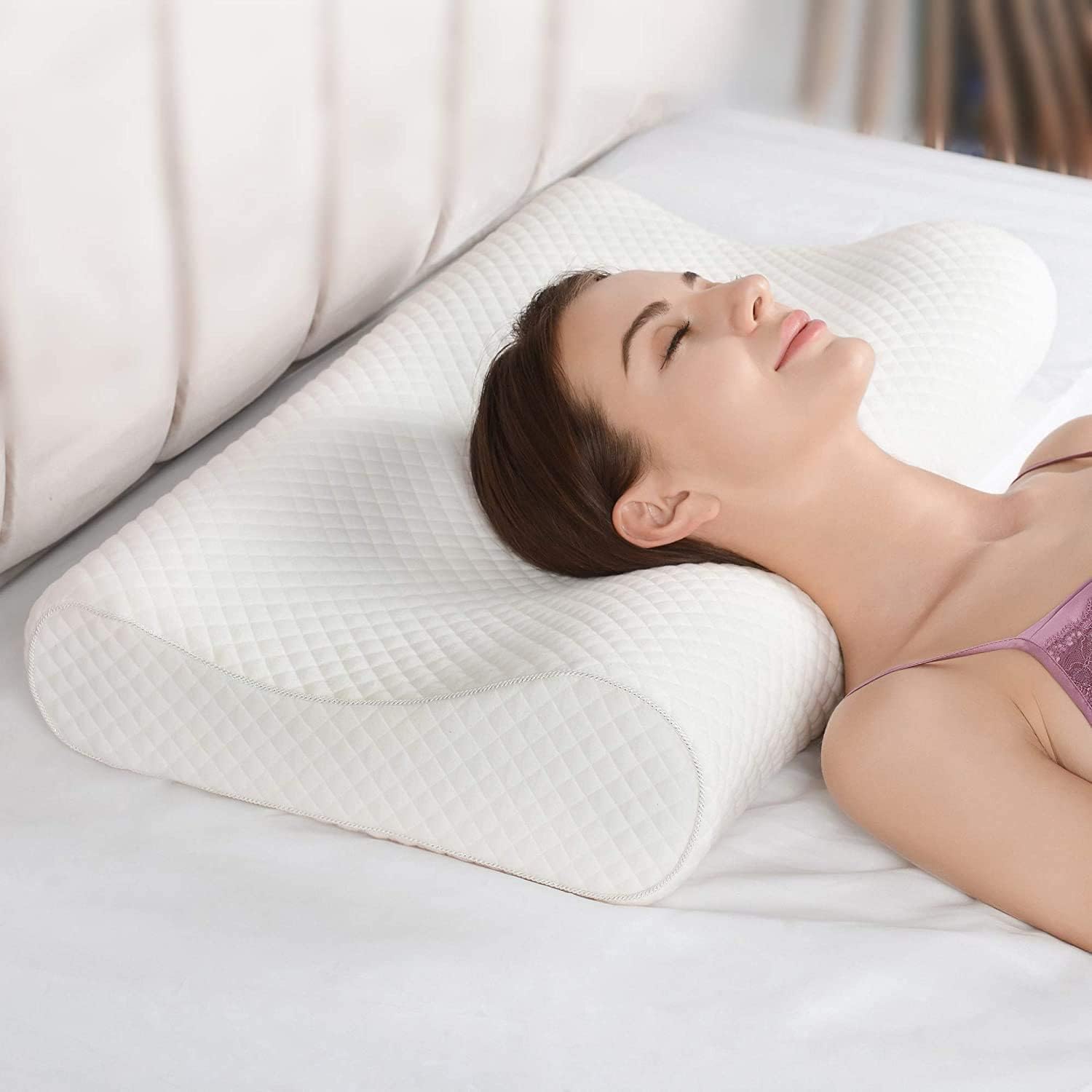 GROKBASKET Orthopedic Memory Foam Pillow for Neck & Shoulder Pain Relief