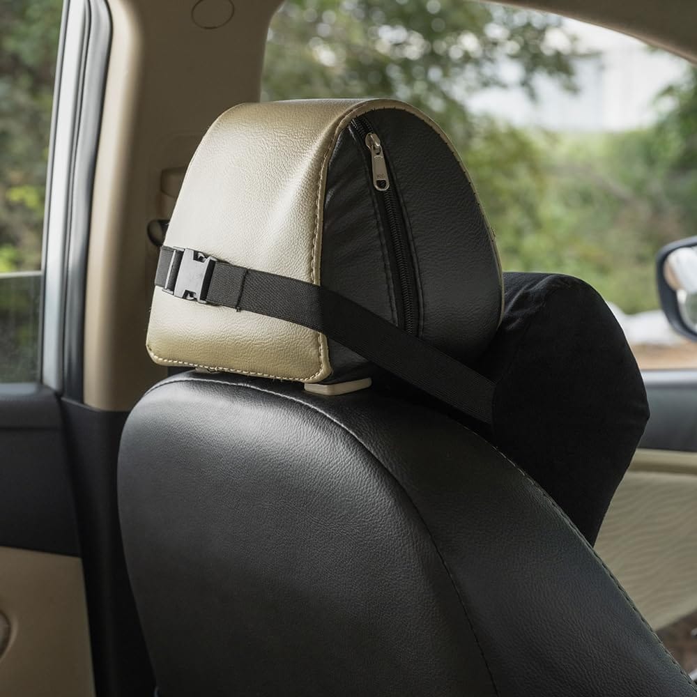 Car Neck Support Pillow – Memory Foam Headrest Cushion for Driving Comfort | Ergonomic Cervical Support Pad for Car Seat (Black)