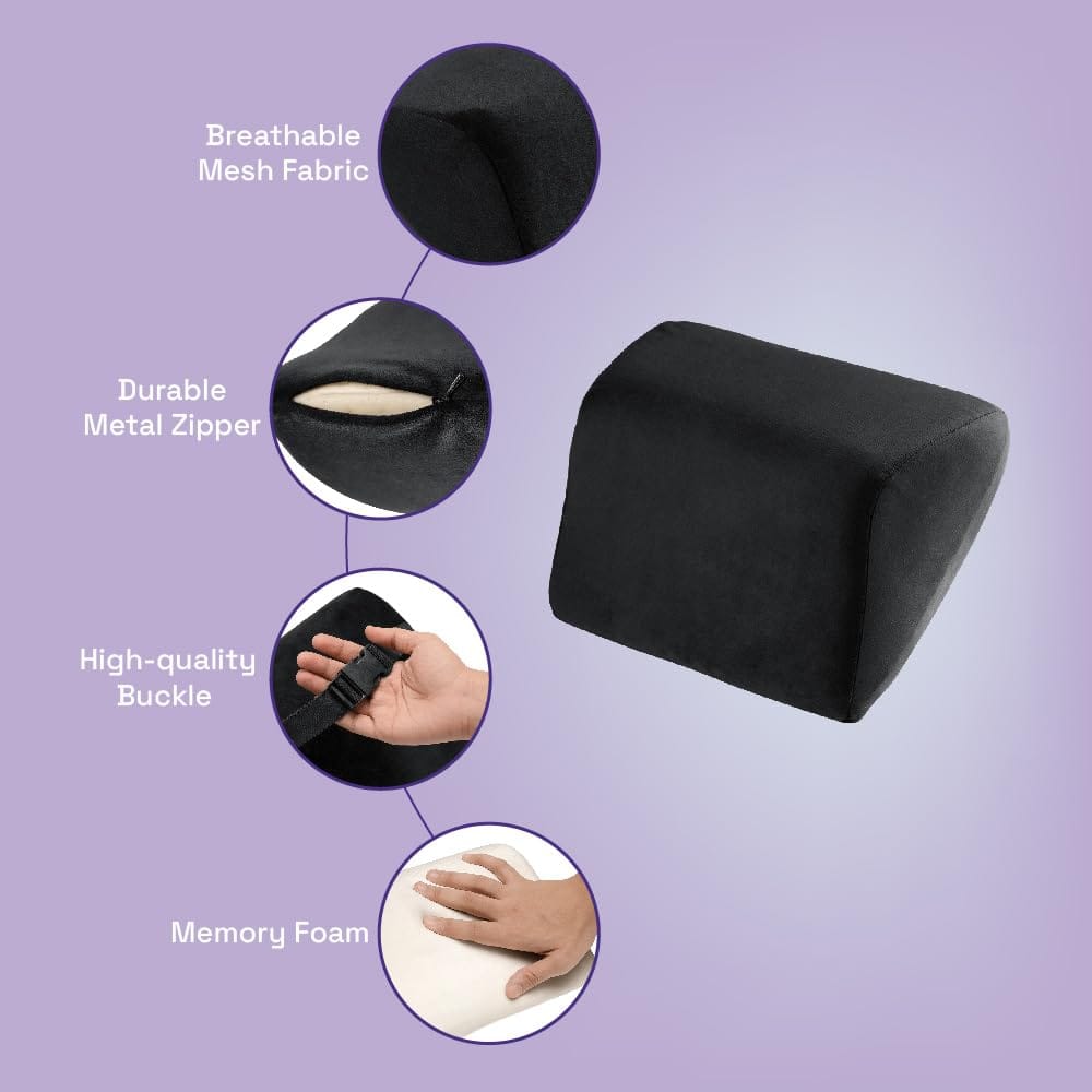 Car Neck Support Pillow – Memory Foam Headrest Cushion for Driving Comfort | Ergonomic Cervical Support Pad for Car Seat (Black)