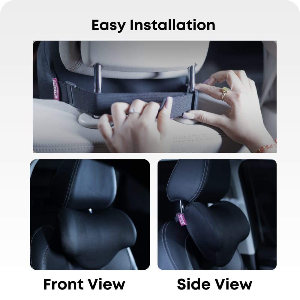Car Neck Support Pillow for Seat Headrest – Memory Foam Travel Cushion for Neck & Shoulder Pain Relief – Ergonomic Headrest Support Pad for Cars, SUVs & Office Chairs