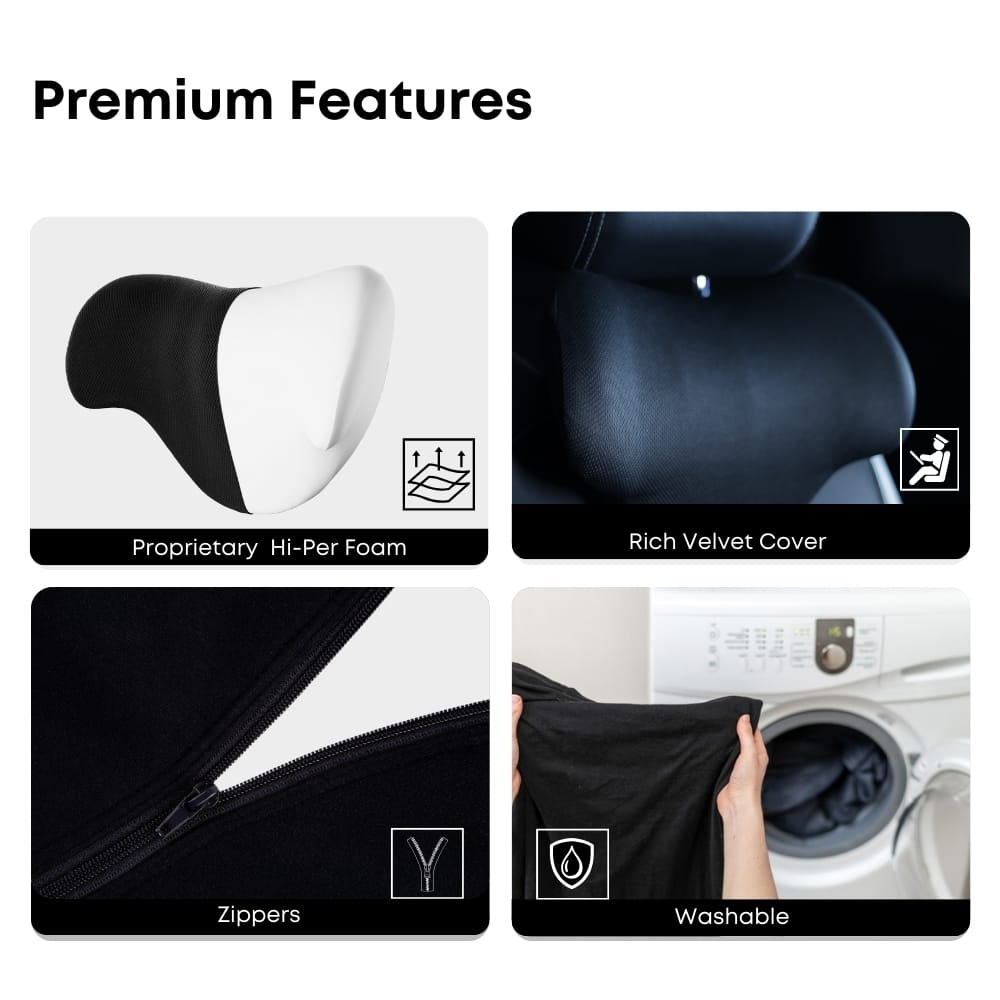Car Neck Support Pillow for Seat Headrest – Memory Foam Travel Cushion for Neck & Shoulder Pain Relief – Ergonomic Headrest Support Pad for Cars, SUVs & Office Chairs