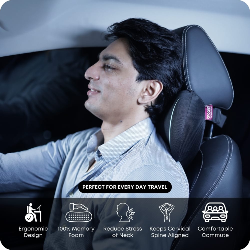 Car Neck Support Pillow for Seat Headrest – Memory Foam Travel Cushion for Neck & Shoulder Pain Relief – Ergonomic Headrest Support Pad for Cars, SUVs & Office Chairs