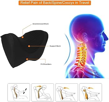 Car Neck Support Pillow for Seat Headrest – Memory Foam Travel Cushion for Neck & Shoulder Pain Relief – Ergonomic Headrest Support Pad for Cars, SUVs & Office Chairs