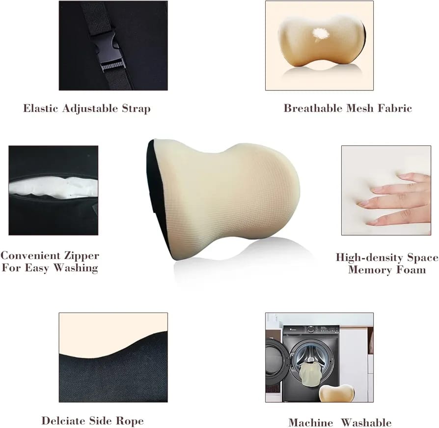 Car Neck Support Pillow for Seat Headrest – Memory Foam Travel Cushion for Neck & Shoulder Pain Relief – Ergonomic Headrest Support Pad for Cars, SUVs & Office Chairs
