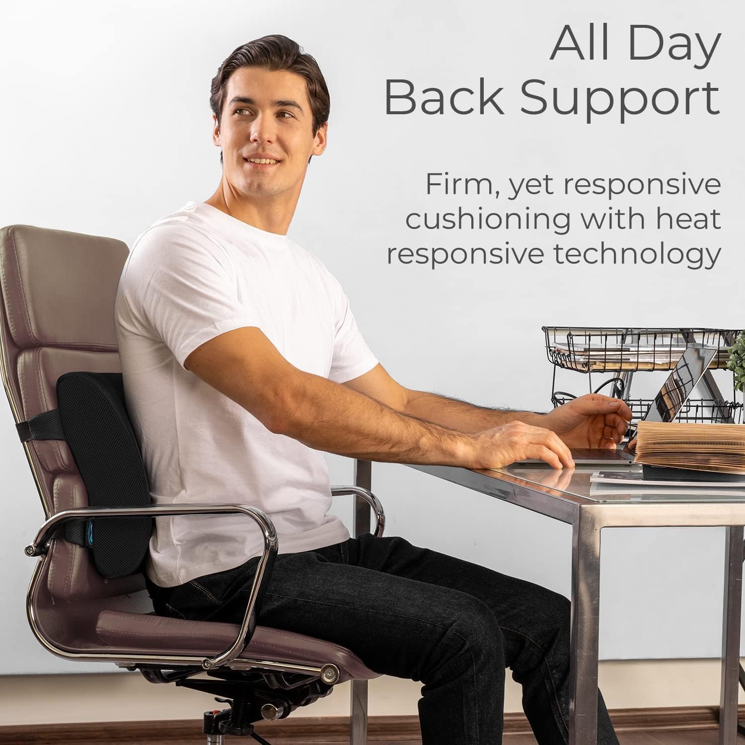 Car Lumbar Support Pillow for Seat – Memory Foam Lower Back Cushion for Back Pain Relief – Ergonomic Back Support Pad for Car, Office Chair & Travel