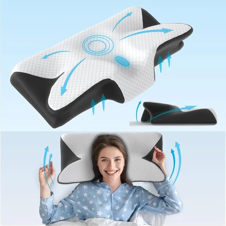 Ergonomic Cervical Pillow for Sleeping, Orthopedic Memory Foam Pillow for Neck, Head & Arm Support