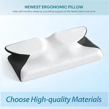 Ergonomic Cervical Pillow for Sleeping, Orthopedic Memory Foam Pillow for Neck, Head & Arm Support