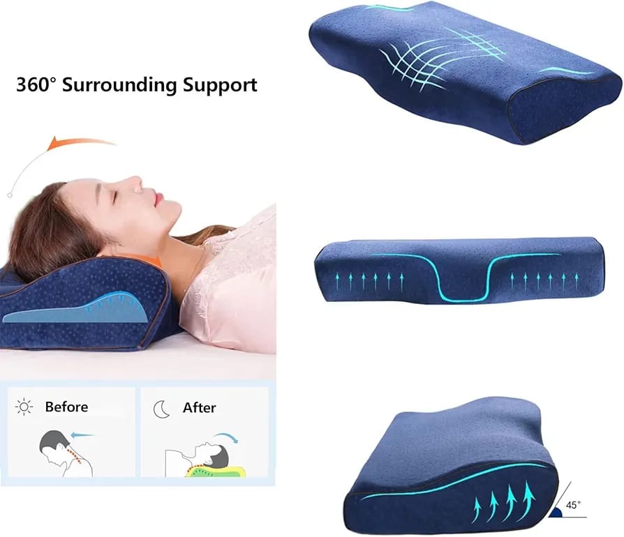 Contour Memory Foam Cervical Pillow for Sleeping | Orthopedic Neck & Shoulder Support Pillow for Pain Relief | Ergonomic Design for Side, Back & Stomach Sleepers