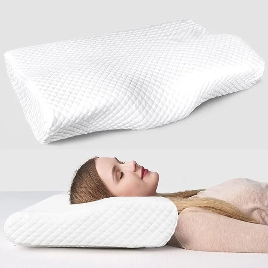 Memory Foam Pillow, Contour Cervical Orthopedic Memory Foam Pillows Supports Neck Pain and Shoulder Pain for Sleeping, Ergonomic Cervical Pillow Neck Support Pillow for Side Back