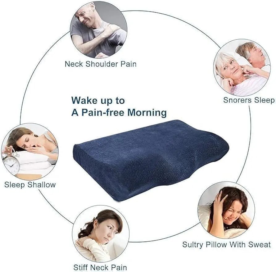 Contour Memory Foam Cervical Pillow for Sleeping | Orthopedic Neck & Shoulder Support Pillow for Pain Relief | Ergonomic Design for Side, Back & Stomach Sleepers