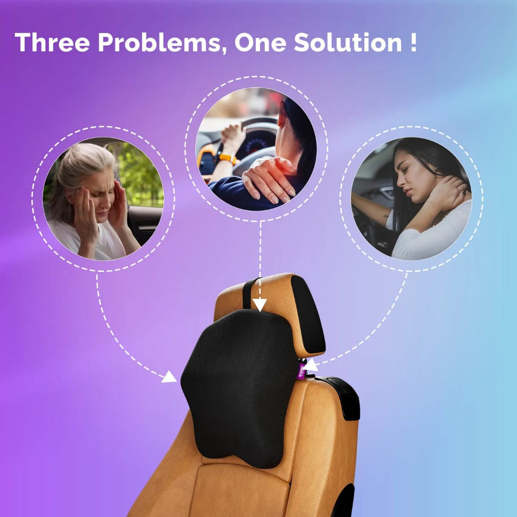 Car Seat Lumbar Support Pillow – Ergonomic Memory Foam Back Support Cushion for Car, Office Chair & Driving