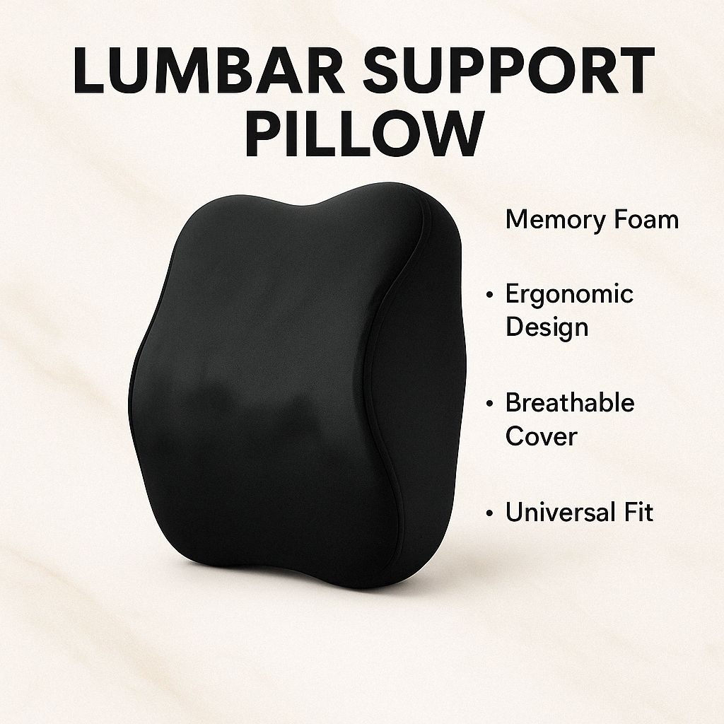 Ergonomic Lumbar Back Support Cushion – Back Rest Pillow for Office Chair & Car Sea