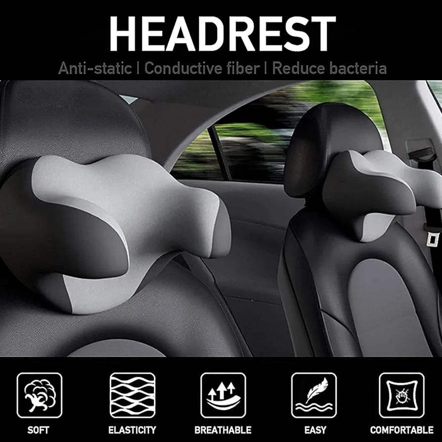 Car Neck Support Pillow – Ergonomic Memory Foam Headrest Cushion for Car Seat, Cervical Pain Relief