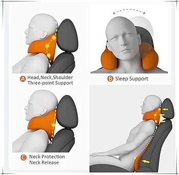 Car Neck Support Pillow – Ergonomic Memory Foam Headrest Cushion for Car Seat, Cervical Pain Relief