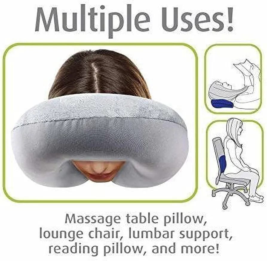 Soft U Shape Memory Foam Neck Pillow for Travel, Head & Cervical Support Cushion, Lightweight & Portable (Black,Gray)