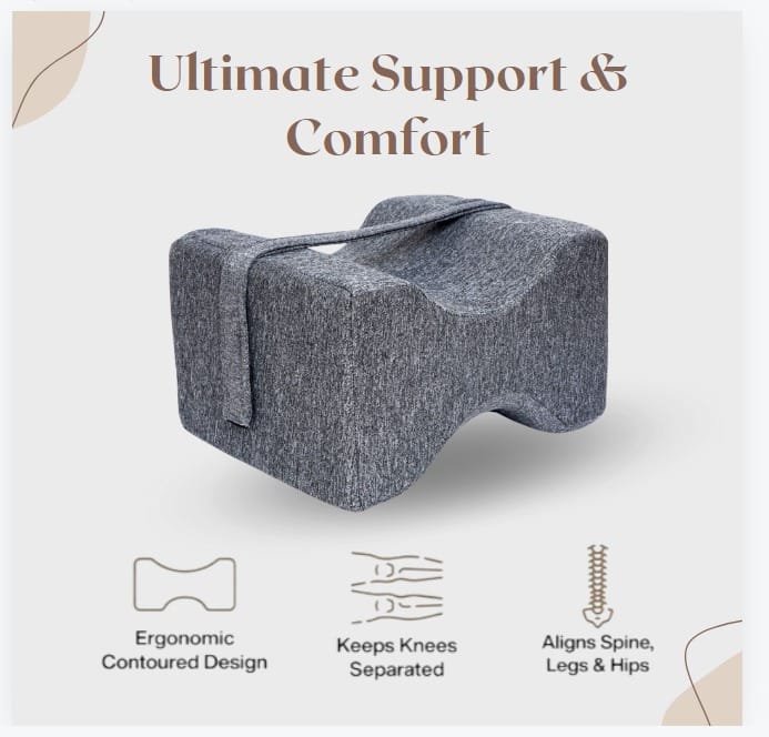 Leg Elevation Pillow, Orthopedic Knee Support Cushion, Memory Foam Leg Rest for Swelling Relief, Back Pain, Post Surgery, Circulation Support, Grey