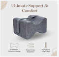 Leg Elevation Pillow, Orthopedic Knee Support Cushion, Memory Foam Leg Rest for Swelling Relief, Back Pain, Post Surgery, Circulation Support, Grey