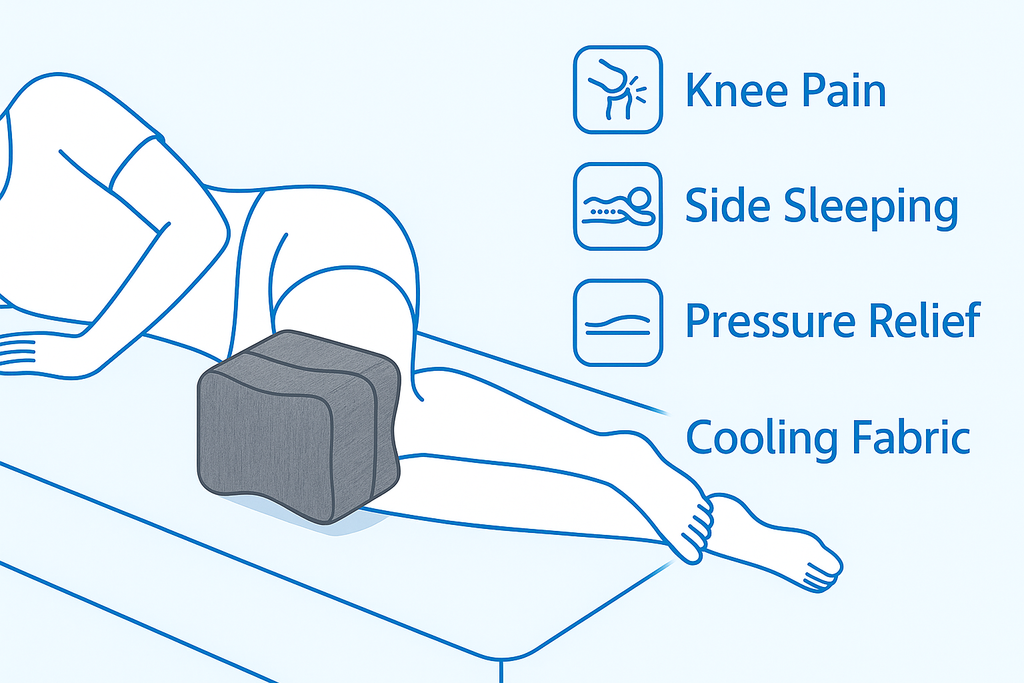 Leg Elevation Pillow, Orthopedic Knee Support Cushion, Memory Foam Leg Rest for Swelling Relief, Back Pain, Post Surgery, Circulation Support, Grey