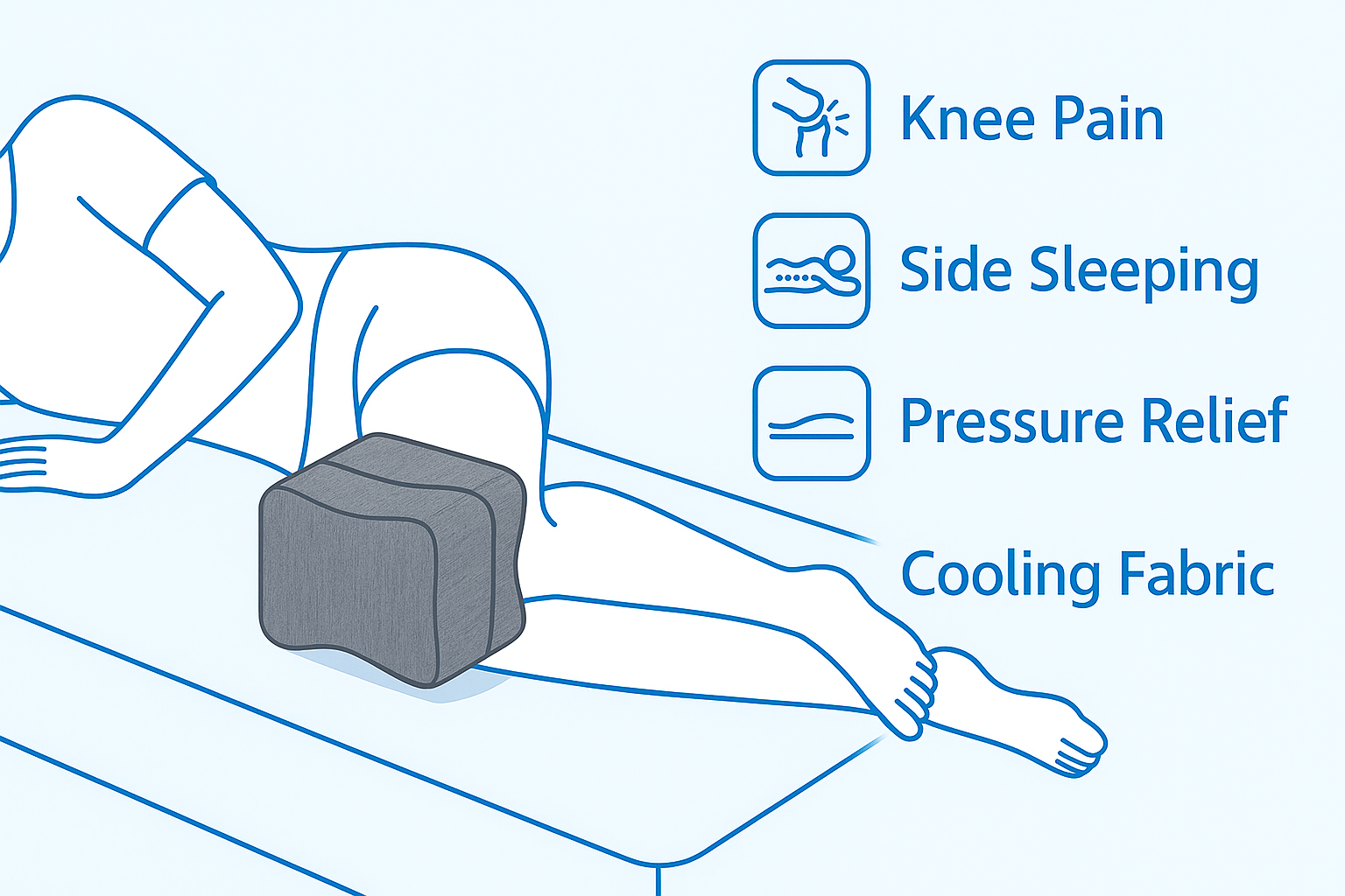 Leg Elevation Pillow, Orthopedic Knee Support Cushion, Memory Foam Leg Rest for Swelling Relief, Back Pain, Post Surgery, Circulation Support, Grey