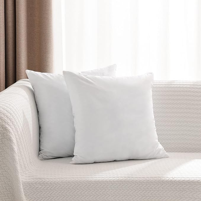 White Square Cushion Pillow – Soft Microfiber Filled Decorative Throw Pillow for Sofa, Bed & Couch