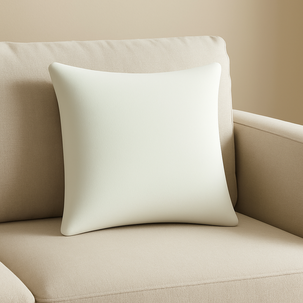 White Square Cushion Pillow – Soft Microfiber Filled Decorative Throw Pillow for Sofa, Bed & Couch