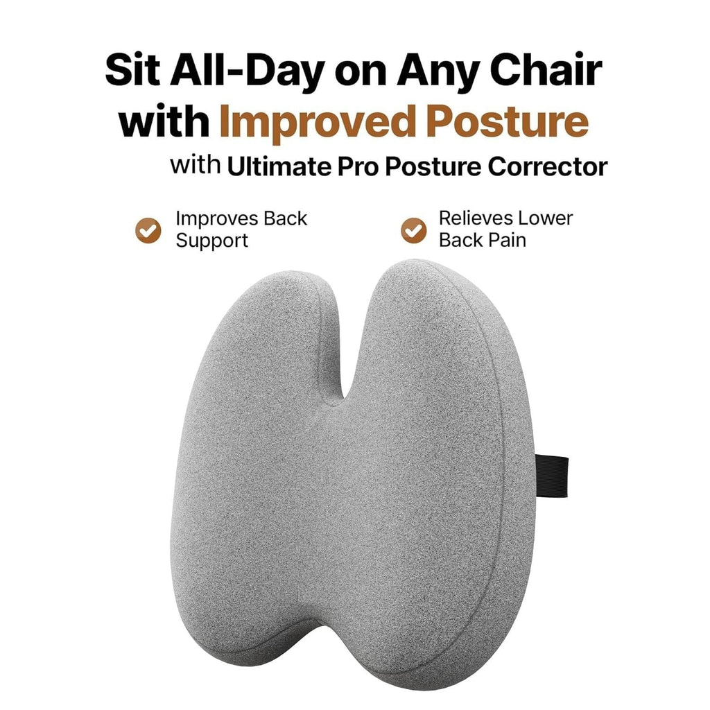 Orthopedic Coccyx Seat Cushion – Memory Foam Tailbone Support Pillow for Office Chair, Car & Home (Grey, Black)