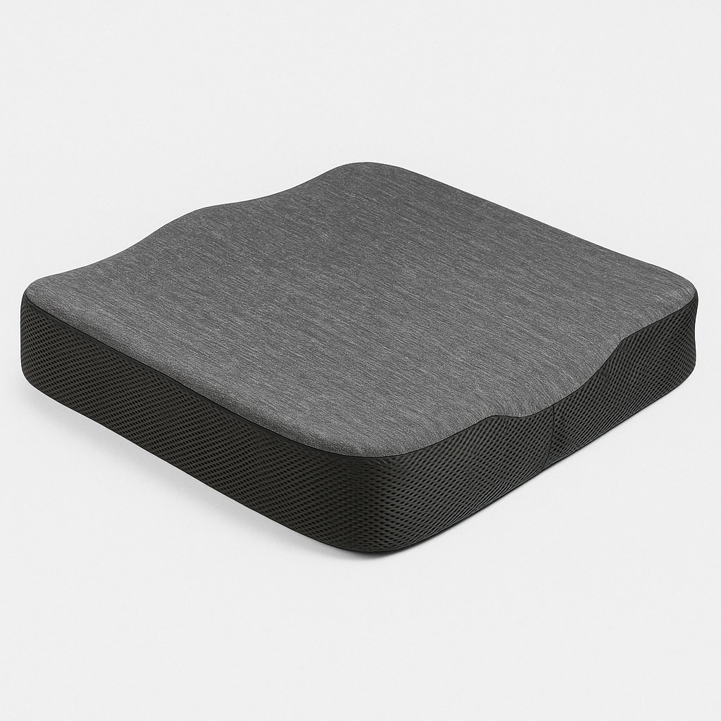 Orthopedic Memory Foam Seat Cushion – Ergonomic Chair Cushion for Office Chair, Car & Home (Black, Grey)