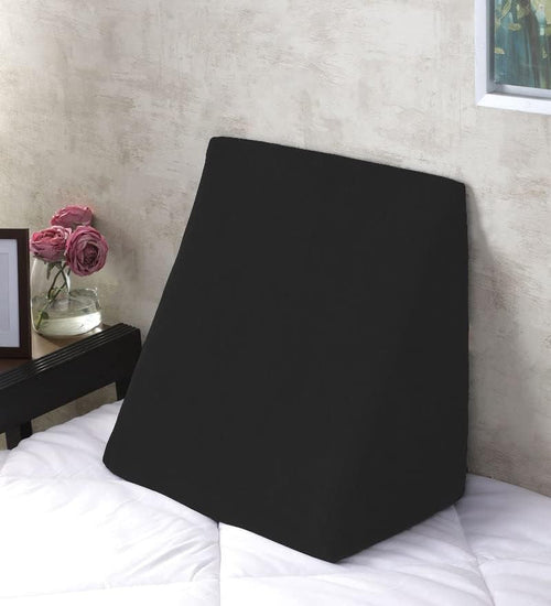 Back Support Wedge Pillow for Bed – Orthopedic Foam Backrest Cushion for Sitting, Reading & Relaxing (Black)