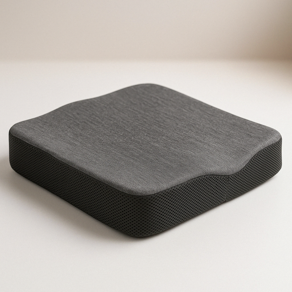 Orthopedic Memory Foam Seat Cushion – Ergonomic Chair Cushion for Office Chair, Car & Home (Black, Grey)
