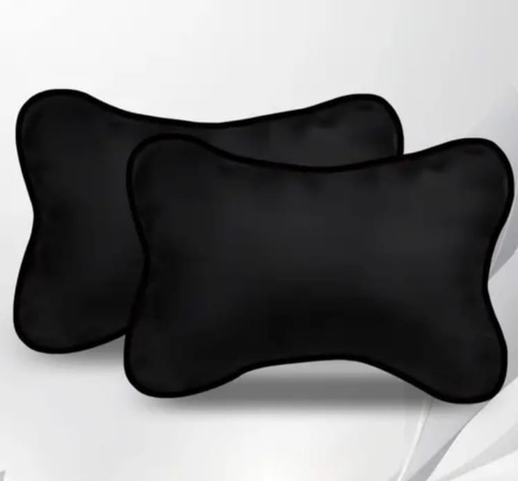 Car Neck Pillow, Black, Bone Shape, Headrest Cushion, Set of 1