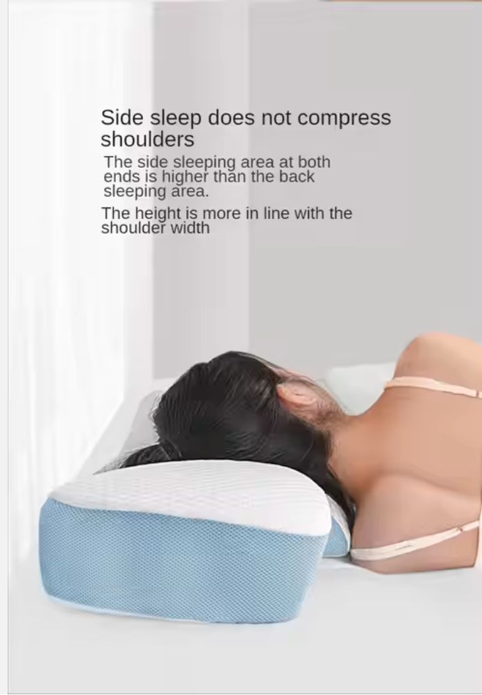 Ergonomic Knee Pillow,Blue, Memory Foam, Contoured Design for Side Sleepers