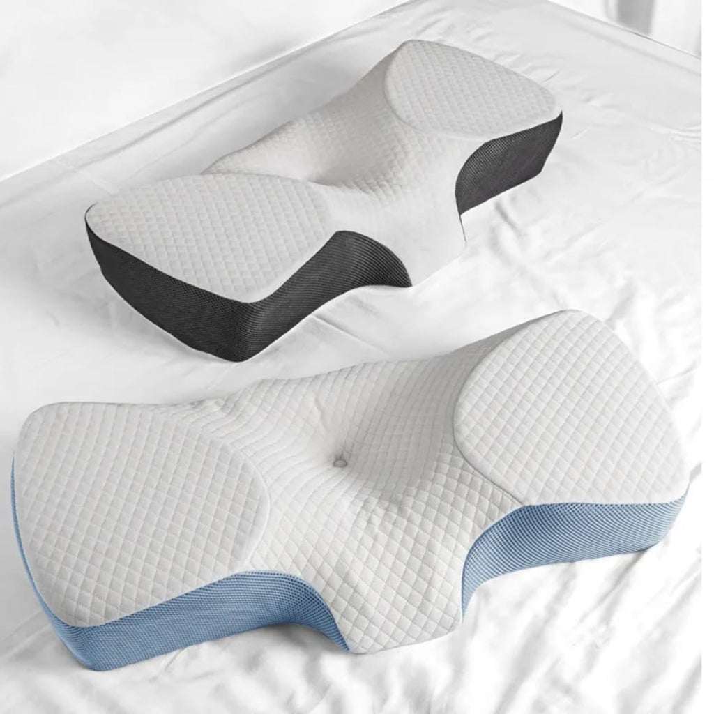Ergonomic Knee Pillow,Blue, Memory Foam, Contoured Design for Side Sleepers