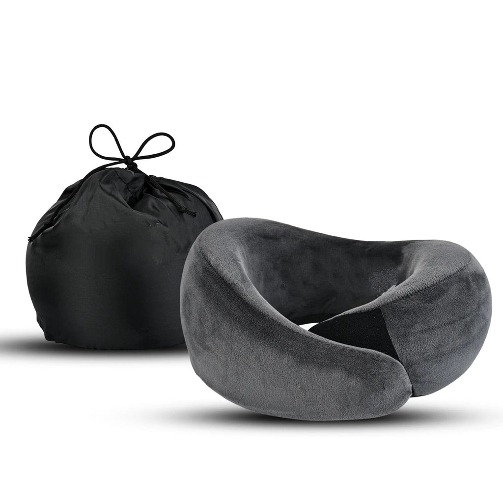 U-Shape Travel Neck Pillow – Soft Velvet Memory Foam Neck Support Cushion for Car, Flight & Office Use