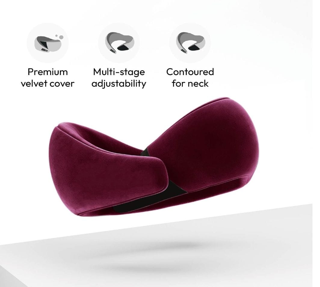U-Shape Travel Neck Pillow – Soft Velvet Memory Foam Neck Support Cushion for Car, Flight & Office Use