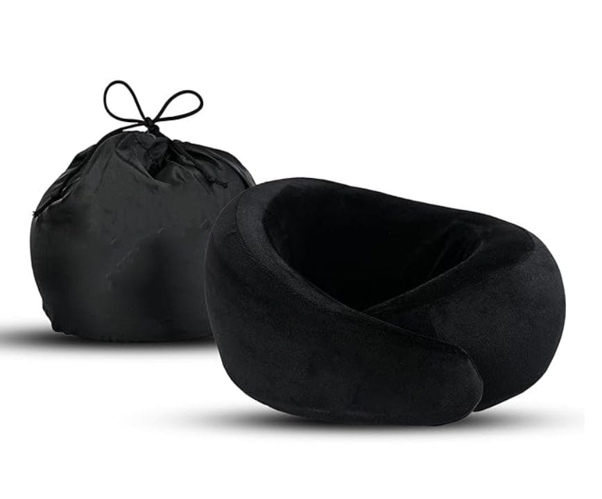 U-Shape Travel Neck Pillow – Soft Velvet Memory Foam Neck Support Cushion for Car, Flight & Office Use