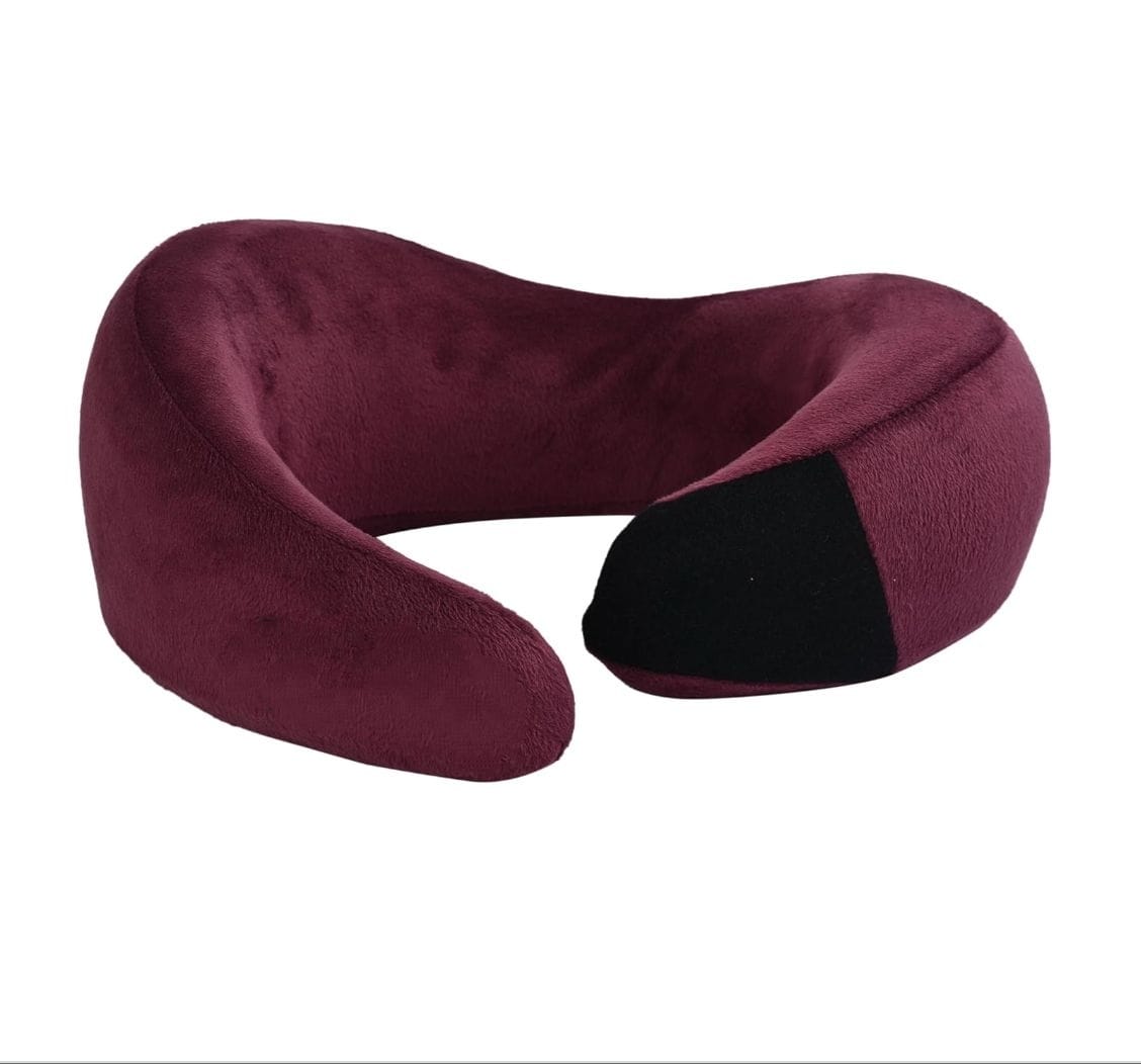 U-Shape Travel Neck Pillow – Soft Velvet Memory Foam Neck Support Cushion for Car, Flight & Office Use