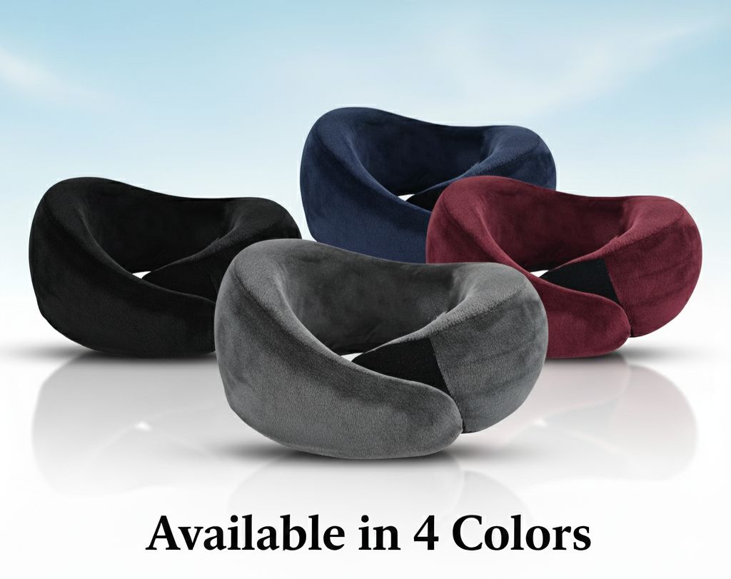 U-Shape Travel Neck Pillow – Soft Velvet Memory Foam Neck Support Cushion for Car, Flight & Office Use
