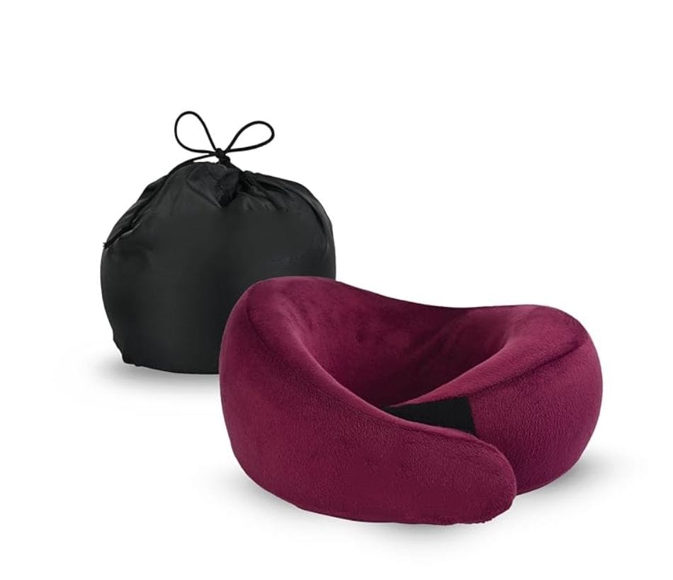 U-Shape Travel Neck Pillow – Soft Velvet Memory Foam Neck Support Cushion for Car, Flight & Office Use