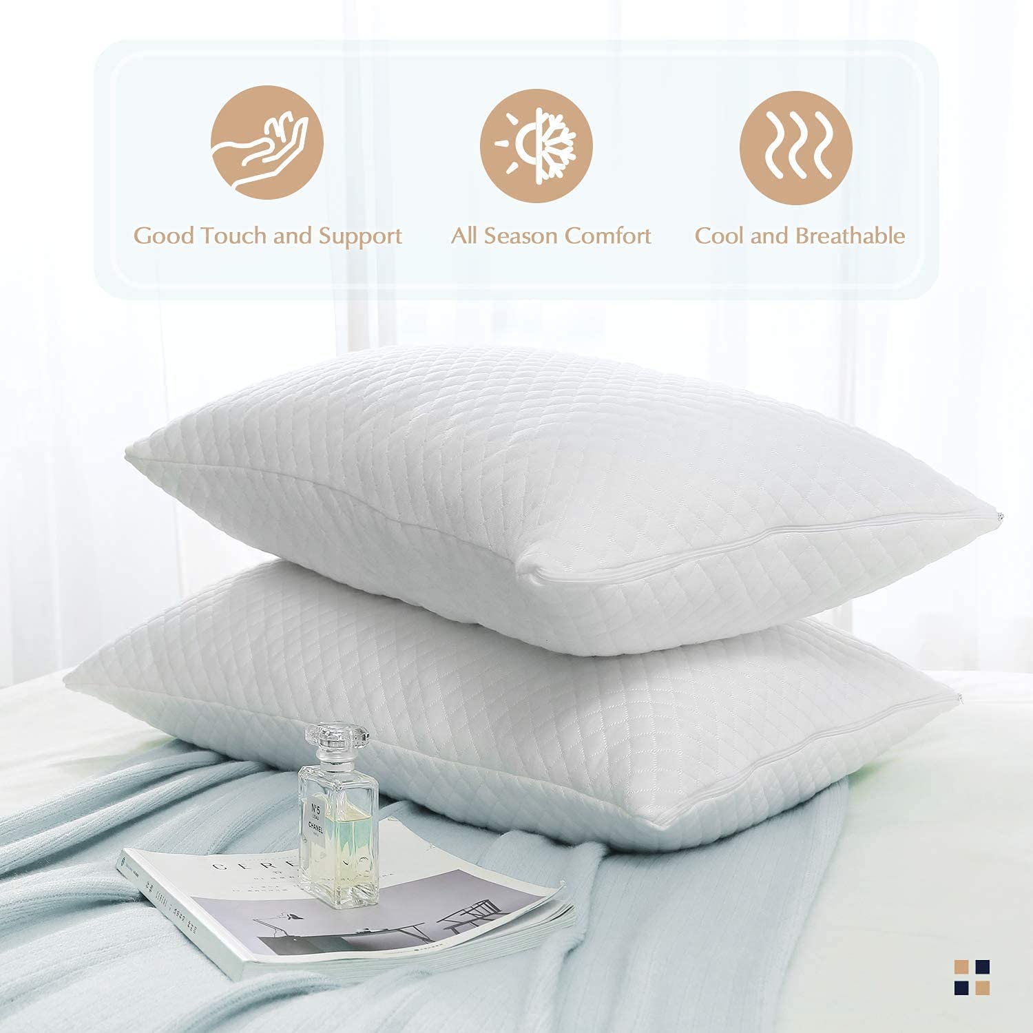 Premium Quilted Sleeping Pillow for Bed – Soft & Supportive, Breathable Fabric, All Season Comfort Pillow for Home & Hotel