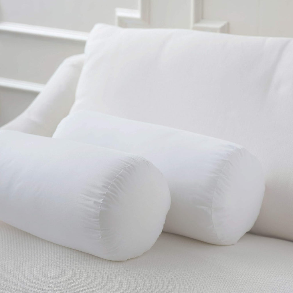 Memory Foam Bolster Pillow for Neck & Back Support | Cylindrical Round Roll Cushion | Orthopedic Sleeping Pillow for Bed, Sofa & Leg Support (White)